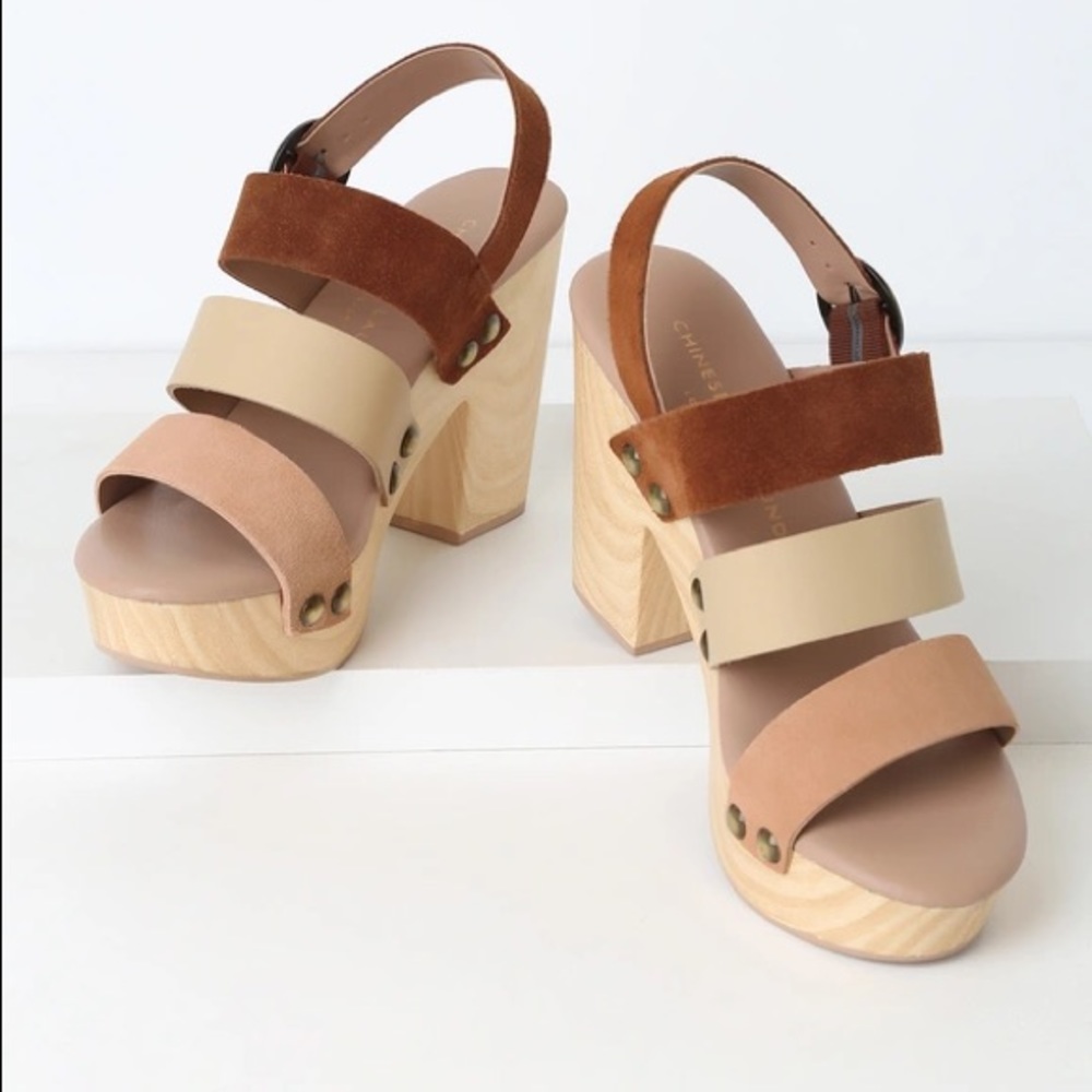 Chinese Laundry split suede chunky heels